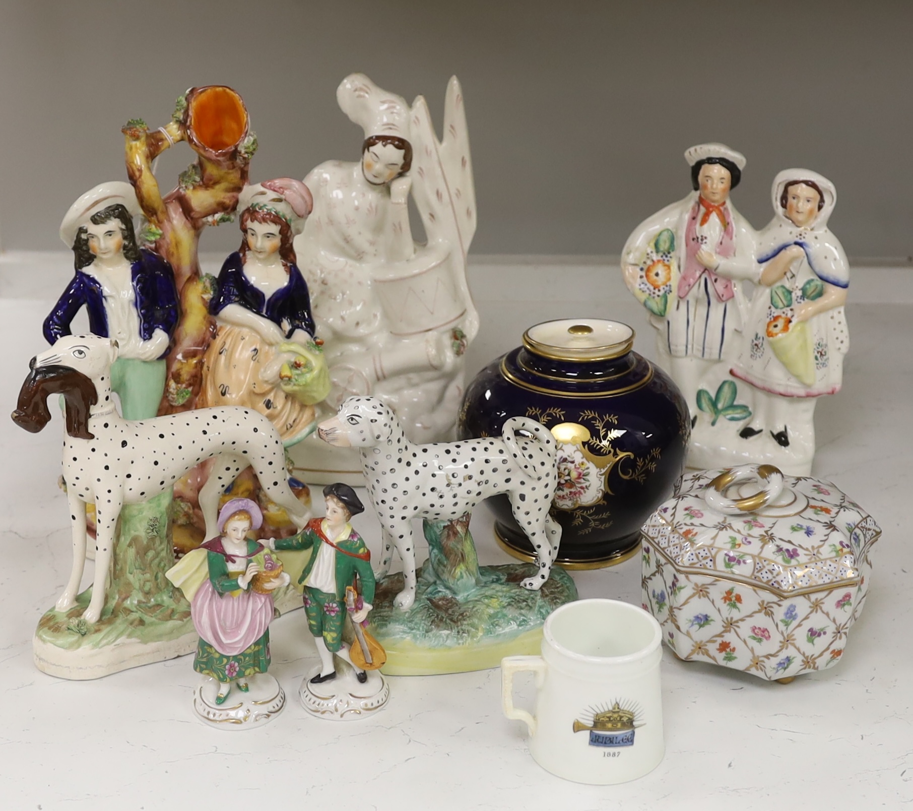 A group of 19th century Staffordshire groups or figures, tallest 28cm